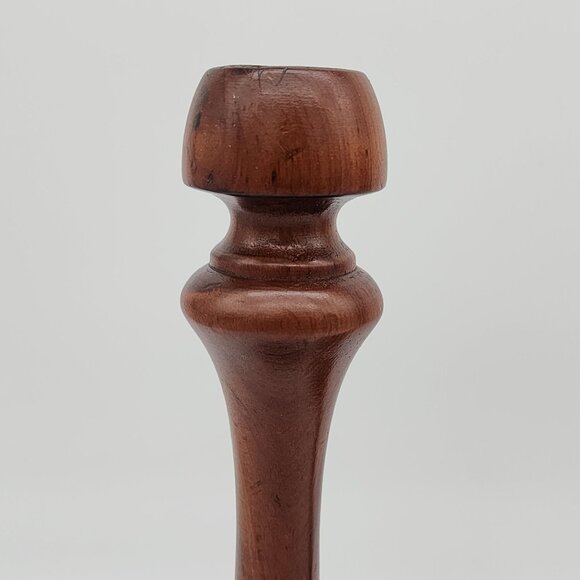 Vintage Wooden Candlestick Holder Large Smooth Design Pair Set of 2 12" - Picture 6 of 12